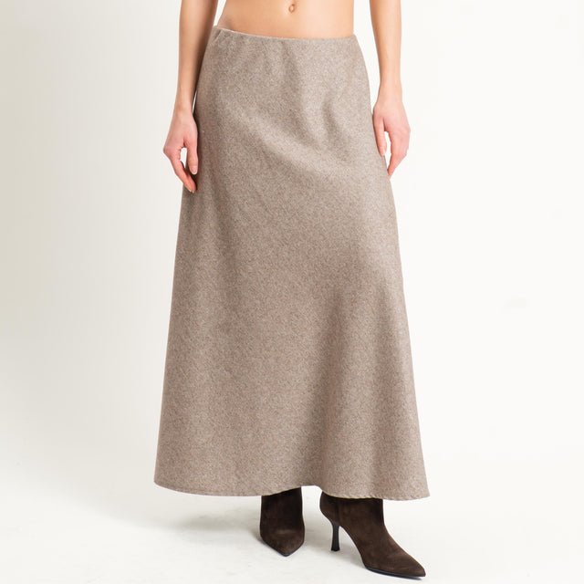 Tensione in-Gonna misto lana melange elastico in vita - beige