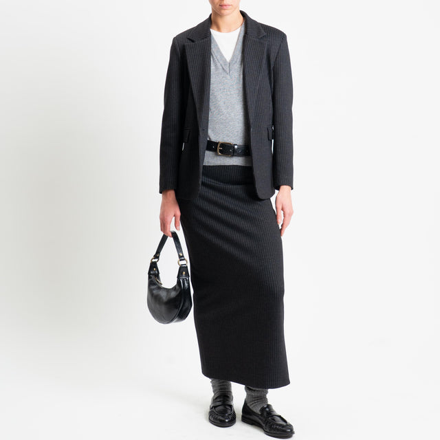 Tensione in-Gonna gessato punto milano elastico in vita - antracite/grigio