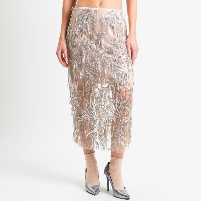 Tensione in-Gonna in tulle con paillettes - beige/argento