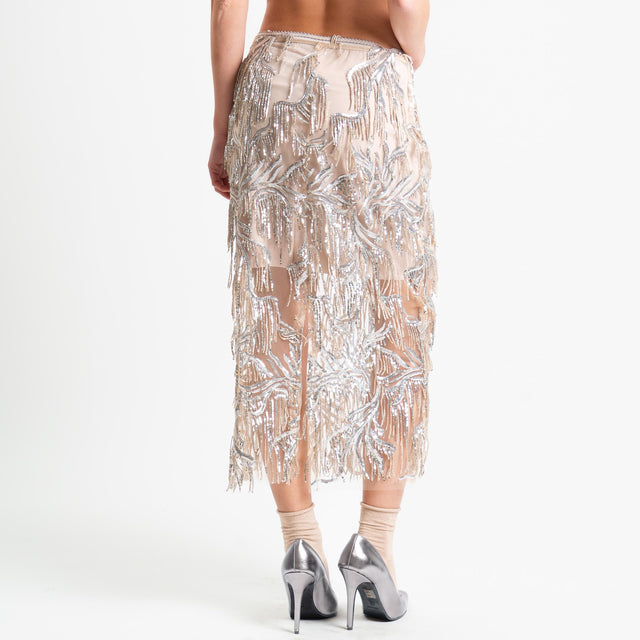 Tensione in-Gonna in tulle con paillettes - beige/argento