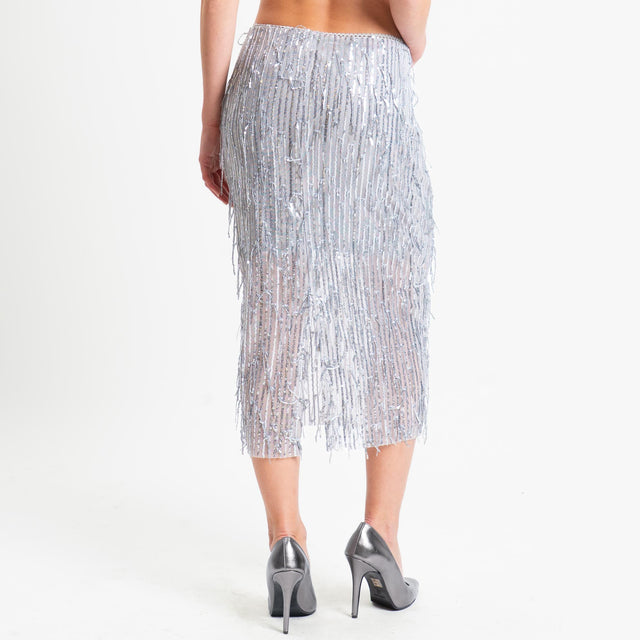 Tensione in-Gonna tulle con paillettes elastico in vita - argento