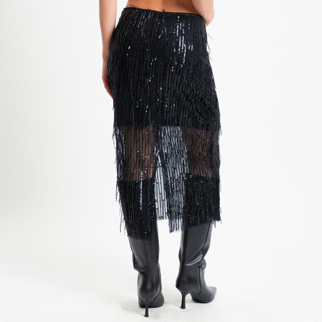 Tensione in-Gonna tulle con paillettes elastico in vita - nero