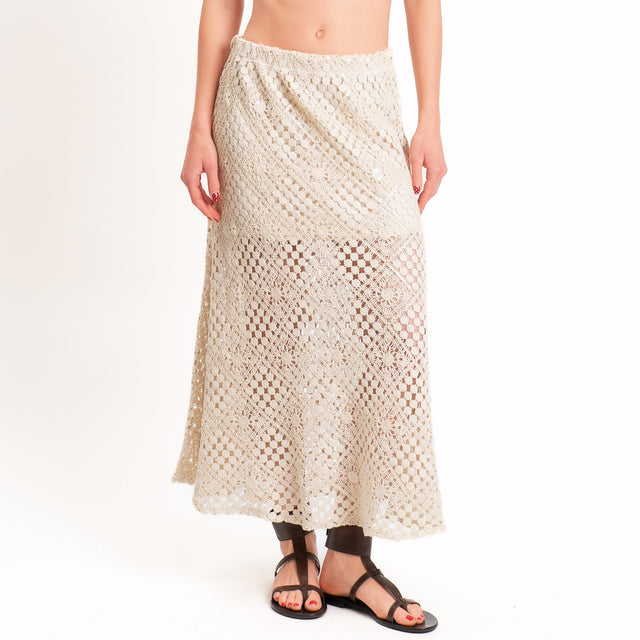 Tensione in-Gonna crochet con paillettes - beige