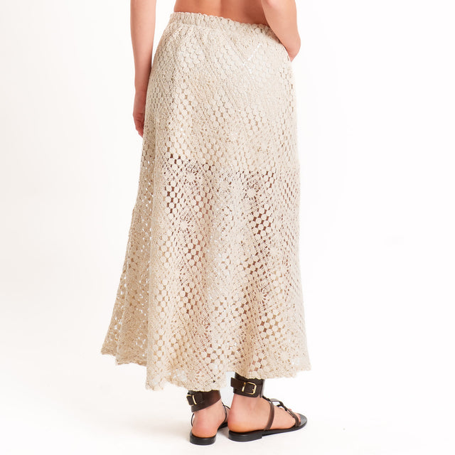 Tensione in-Gonna crochet con paillettes - beige
