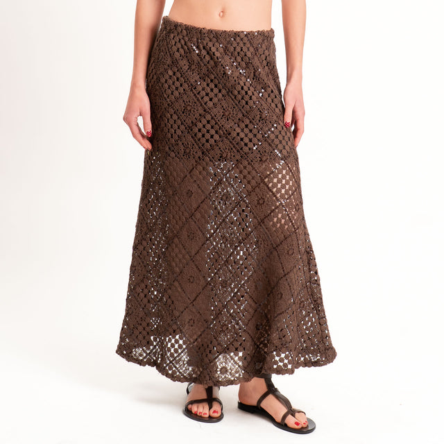Tensione in-Gonna crochet con paillettes - moro