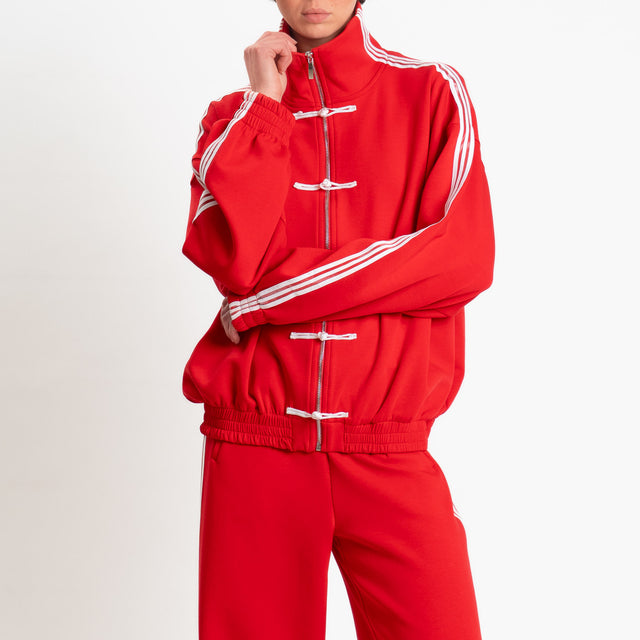 Tensione in-Felpa mandarin bande laterali - rosso