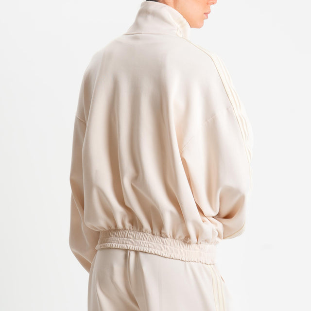 Tensione in-Felpa mandarin bande laterali - avorio