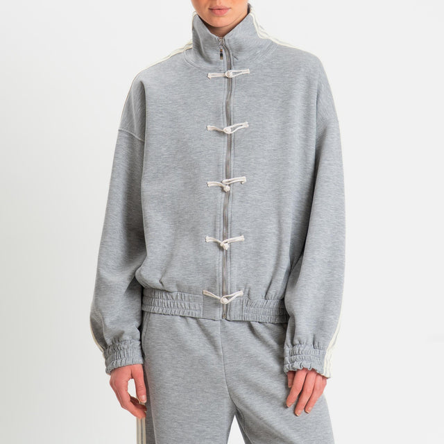 Tensione in-Felpa mandarin bande laterali - grigio