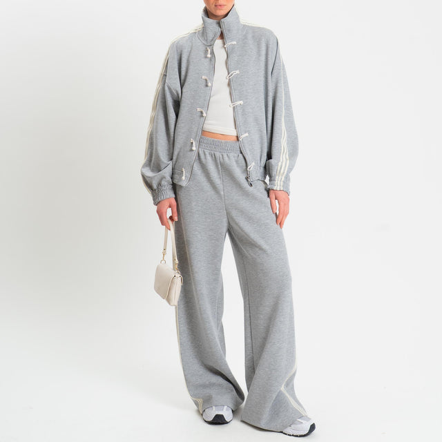 Tensione in-Felpa mandarin bande laterali - grigio