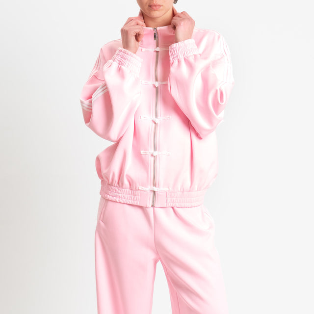 Tensione in-Felpa mandarin bande laterali - rosa