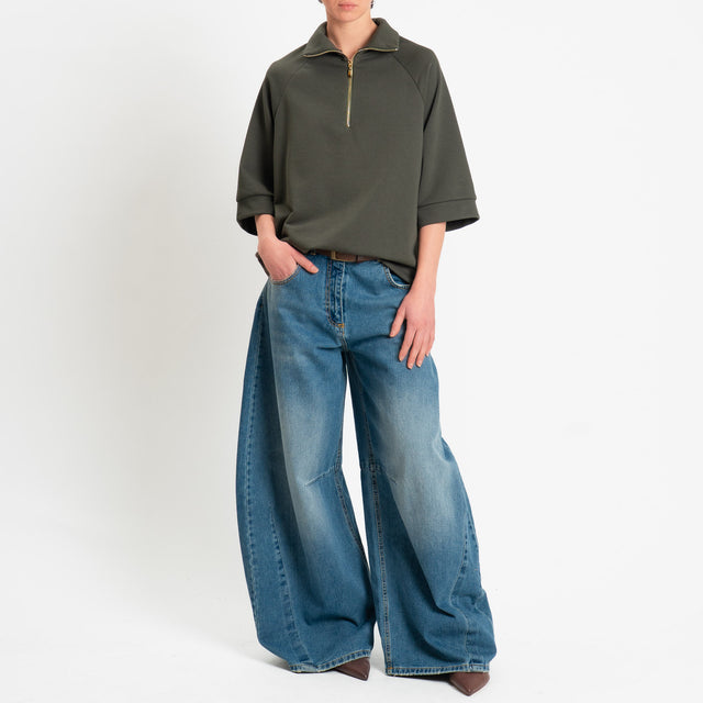 Tensione in-Felpa zip jumper - verde bosco