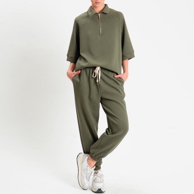 Tensione in-Felpa zip jumper - verde bosco