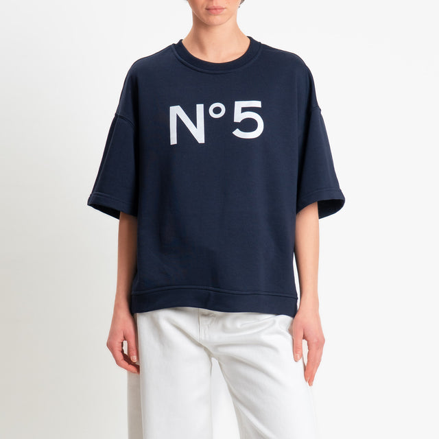 Tensione in-Felpa n5 mezza manica spacchi laterali - Blu/bianco