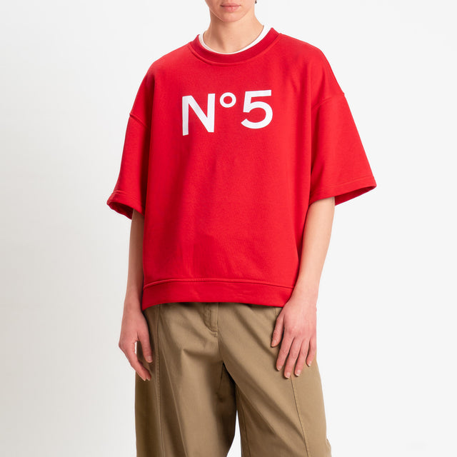 Tensione in-Felpa n5 mezza manica spacchi laterali - rosso/bianco