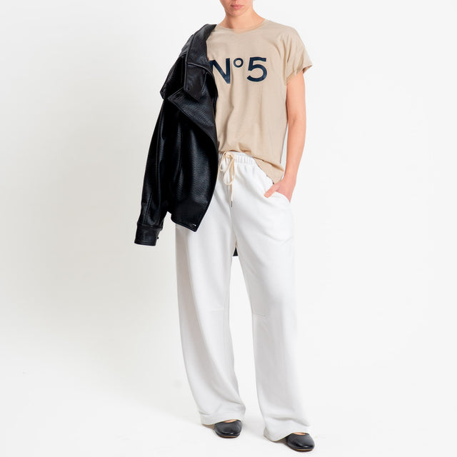 Tensione in-T-shirt girocollo n.5 - beige/blu