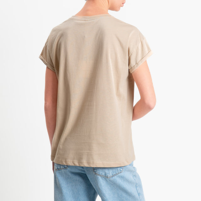 Tensione in-T-shirt girocollo n.5 - beige/blu