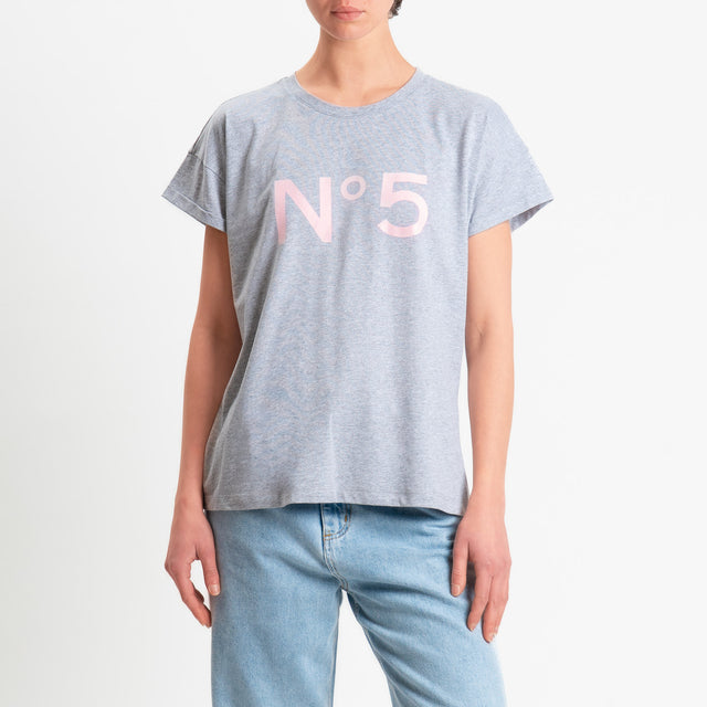 Tensione in-T-shirt girocollo n.5 - grigio/rosa