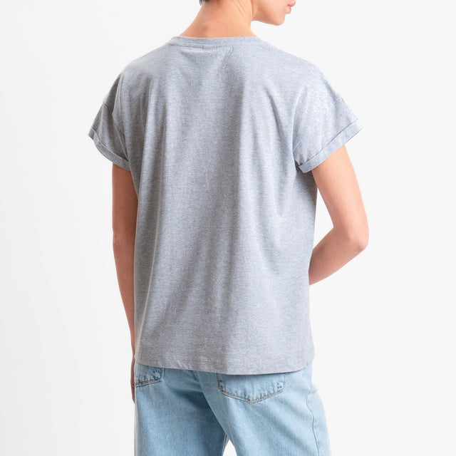 Tensione in-T-shirt girocollo n.5 - grigio/rosa