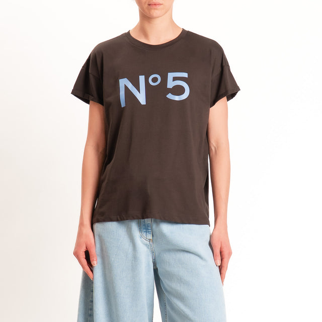 Tensione in-T-shirt girocollo n.5 - moro/celeste