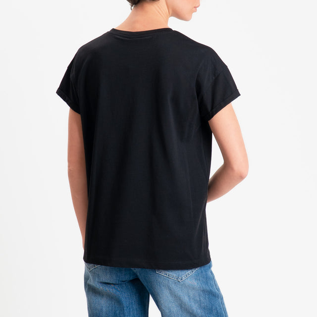 Tensione in-T-shirt girocollo n.5 - nero/panna