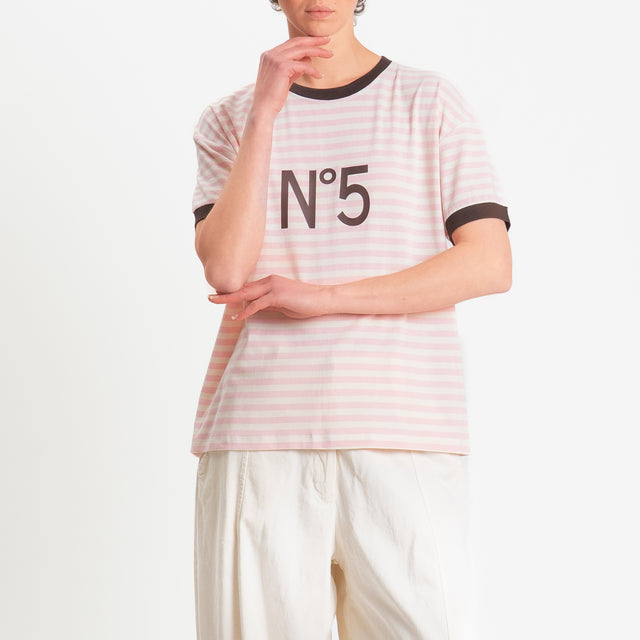 Tensione in-T-shirt righe n5 - moro/panna/rosa