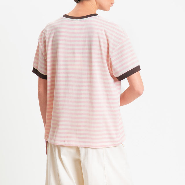 Tensione in-T-shirt righe n5 - moro/panna/rosa