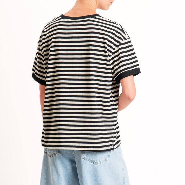 Tensione in-T-shirt righe n5 - nero/panna/nero