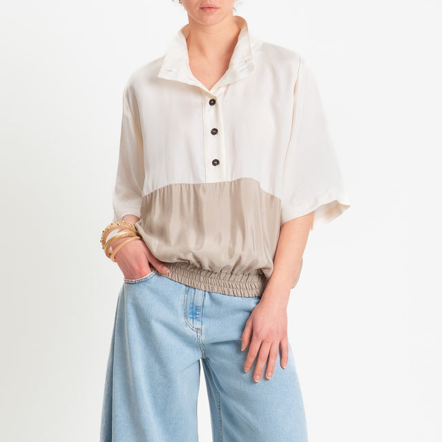 Tensione in-Blusa cupro bicolore - panna/beige