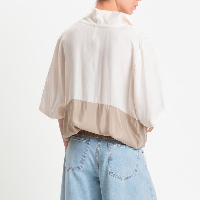 Tensione in-Blusa cupro bicolore - panna/beige