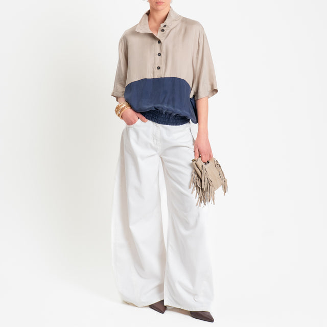 Tensione in-Blusa cupro bicolore - beige/blu