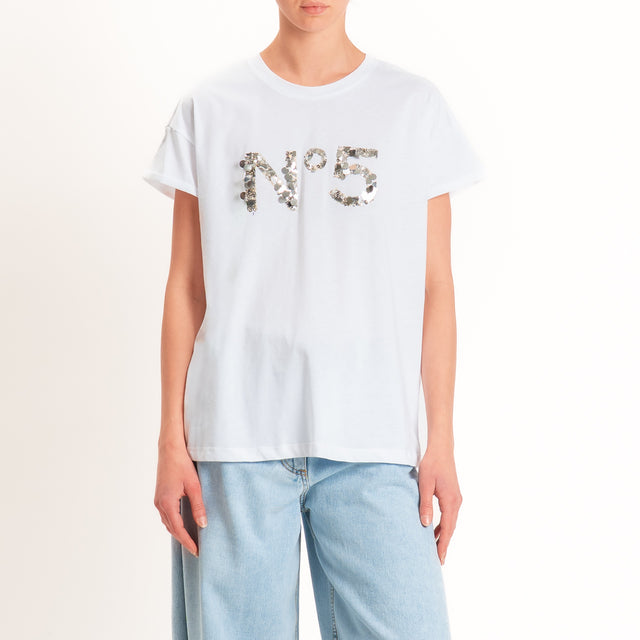 Tensione in-T-shirt n5 in paillettes - bianco