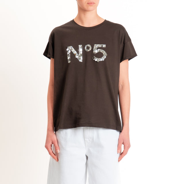 Tensione in-T-shirt n5 in paillettes - moro