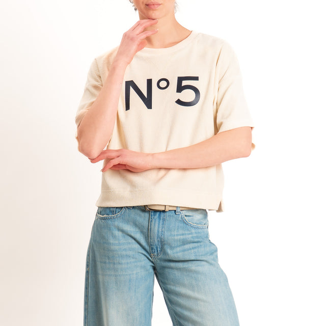 Tensione in-Maglia punto spugna n5 - beige/blu