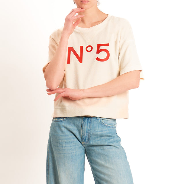 Tensione in-Maglia punto spugna n5 - beige/rosso