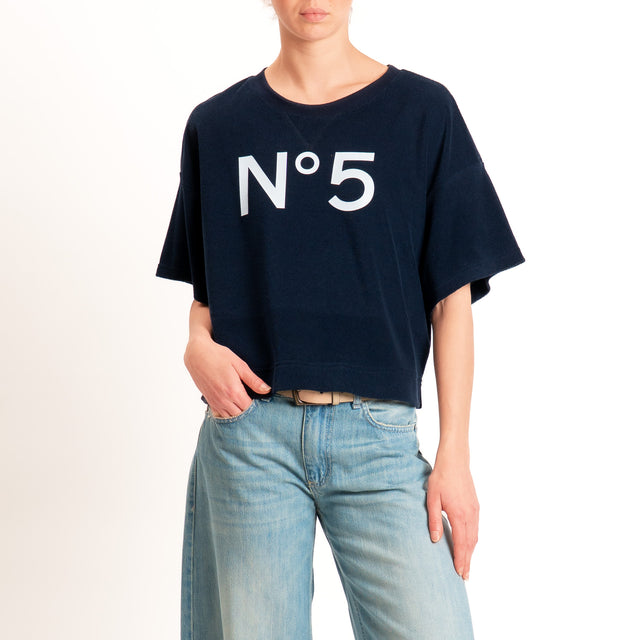 Tensione in-Maglia punto spugna n5 - Blu/bianco