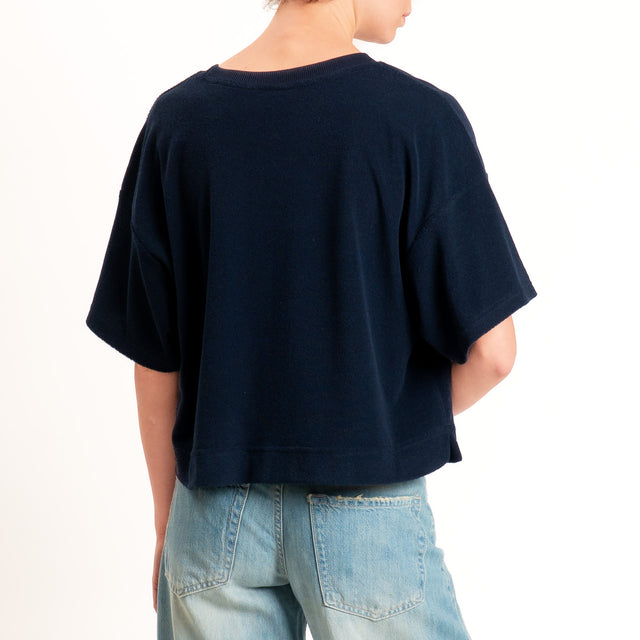 Tensione in-Maglia punto spugna n5 - Blu/bianco