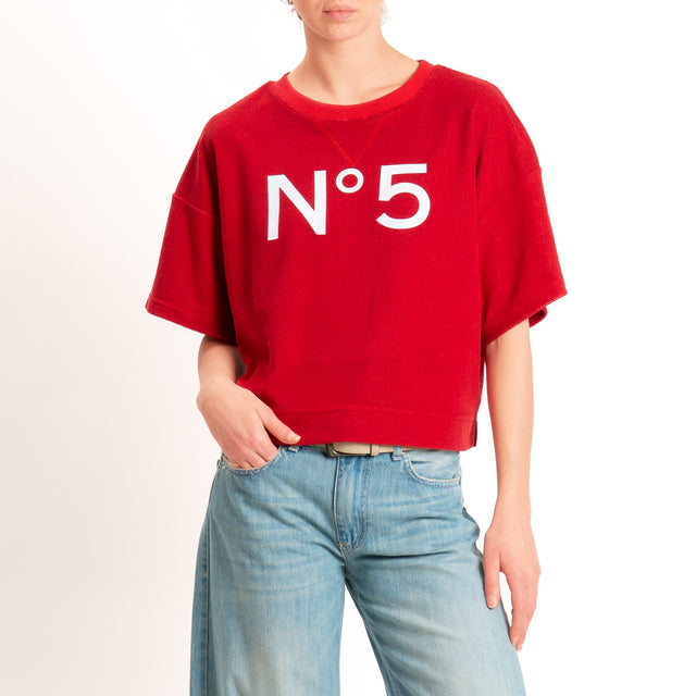Tensione in-Maglia punto spugna n5 - rosso/bianco