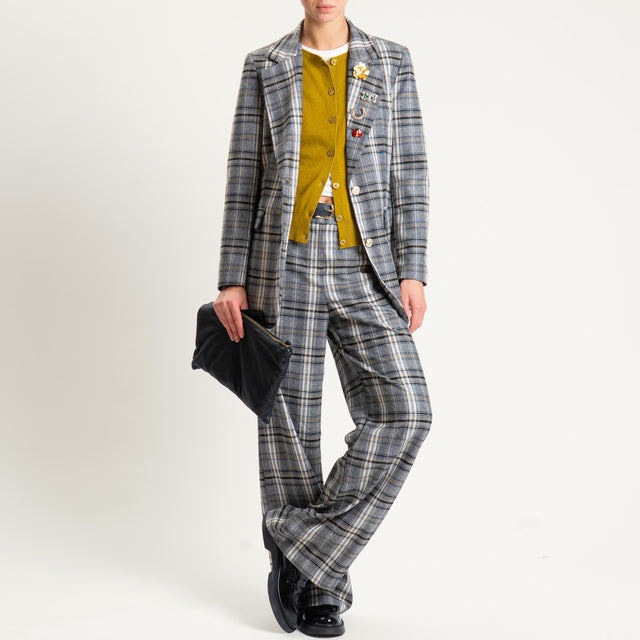 Tensione in-Pantalone check con cintura - grigio/nero/latte