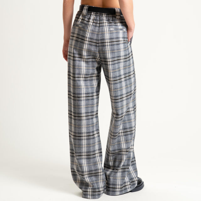 Tensione in-Pantalone check con cintura - grigio/nero/latte