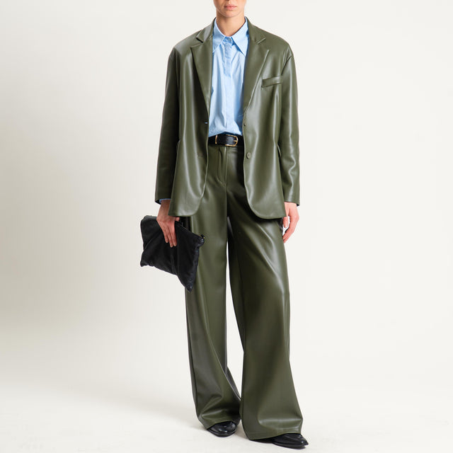 Tensione in-Pantalone similpelle elastico dietro - militare