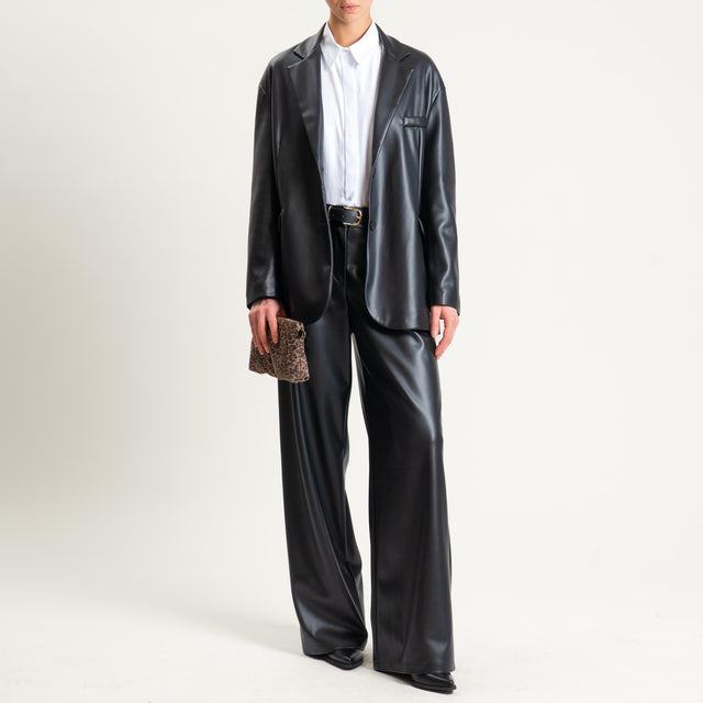Tensione in-Pantalone similpelle elastico dietro - nero