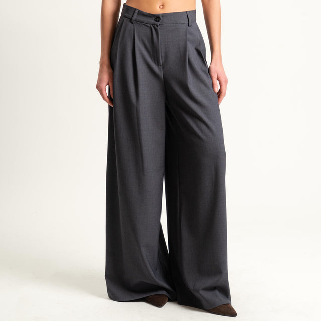 Tensione in-Pantalone wide leg con pince - antracite