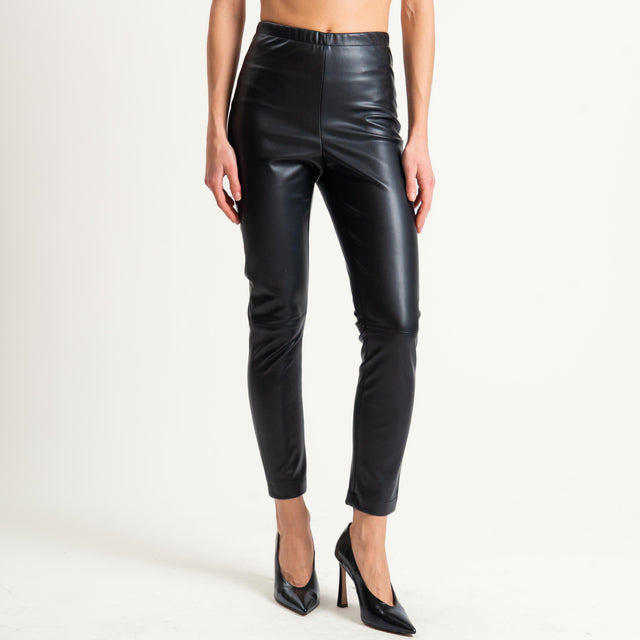 Tensione in-Leggings similpelle elastico in vita - nero