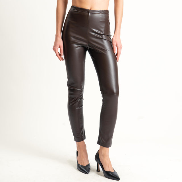 Tensione in-Leggings similpelle elastico in vita - moro