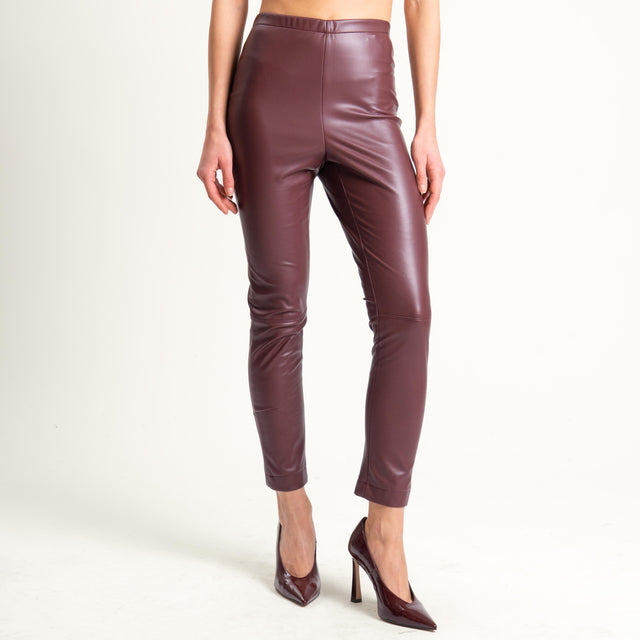 Tensione in-Leggings similpelle elastico in vita - Bordeaux