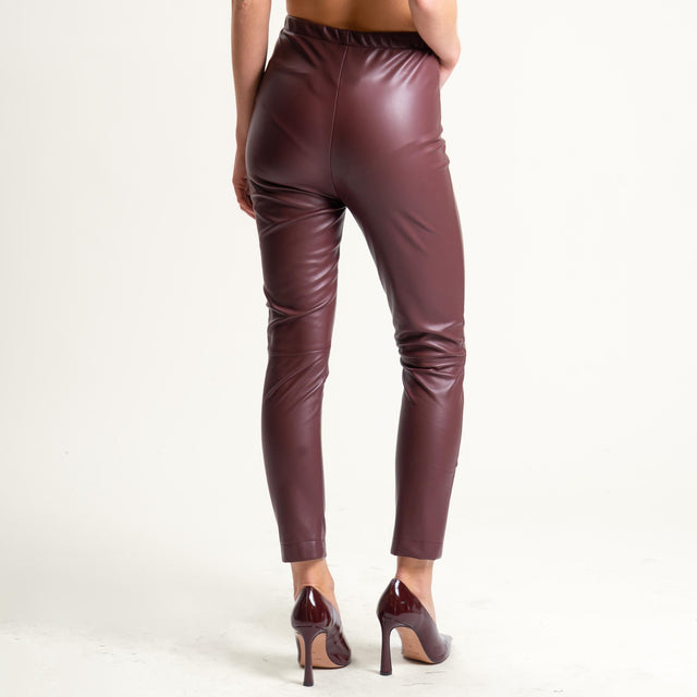 Tensione in-Leggings similpelle elastico in vita - Bordeaux