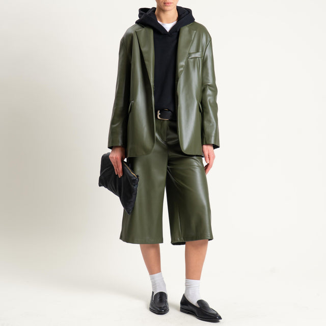 Tensione in-Bermuda similpelle elastico dietro - militare