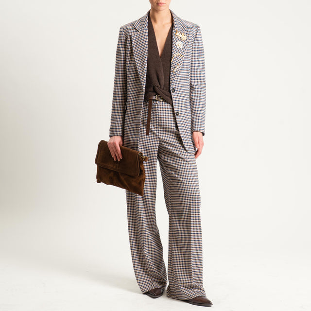 Tensione in-Pantalone pied de poule elastico dietr - blu/moro/sand