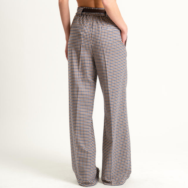 Tensione in-Pantalone pied de poule elastico dietr - blu/moro/sand