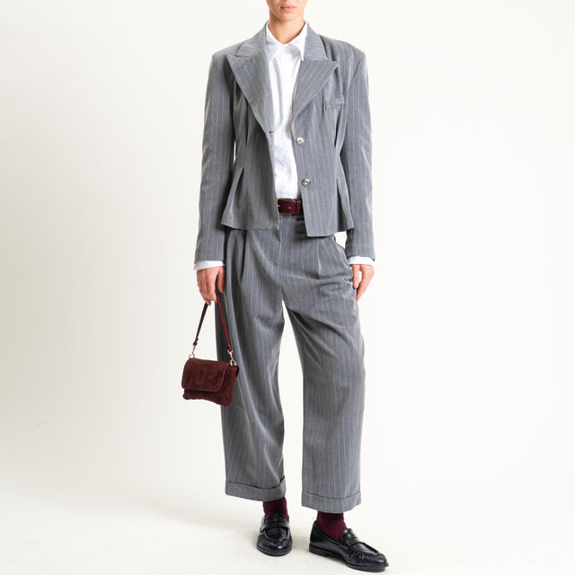 Tensione in-Pantalone gessato con pinces - grigio